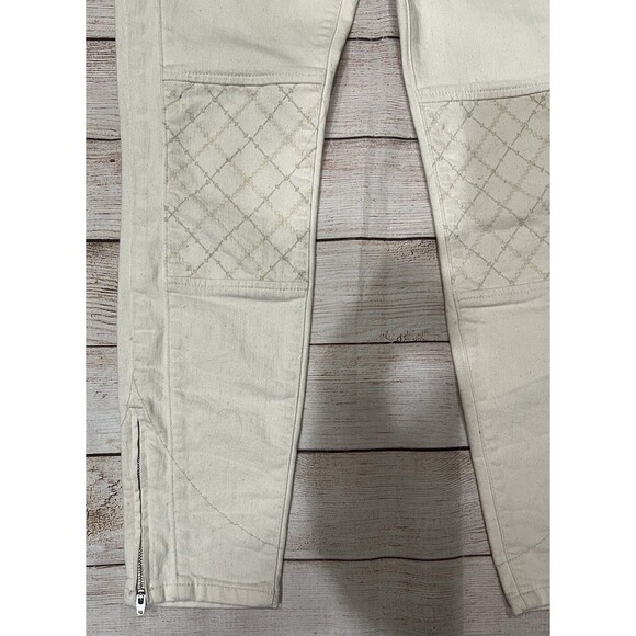Pilcro Serif Skinny Ankle Zip Moto Jeans Pants  Ivory ANTHROPOLOGIE Size 29/8 - Picture 5 of 11